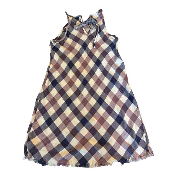 Chelsea & Violet Women’s Small Plaid Sleeveless Tank Dress/Tunic Halter Fringe - Picture 3 of 8